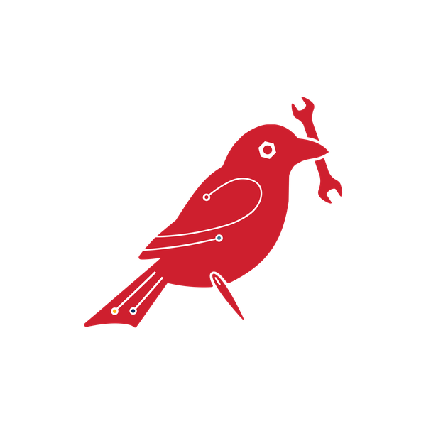 Med City Makerspace crow icon in red